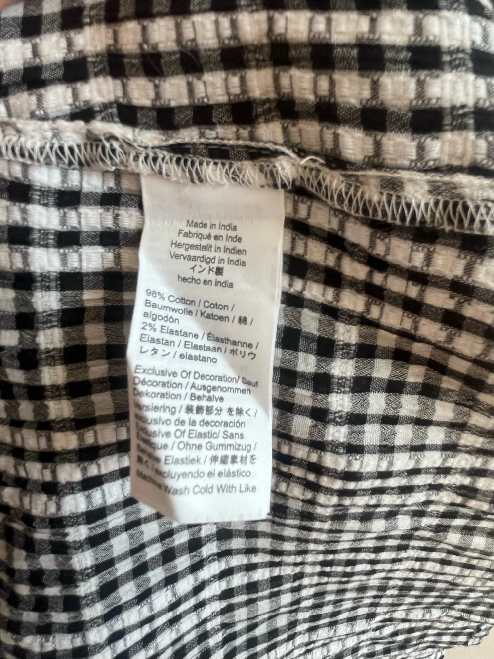 J. Crew Black & White Gingham Smocked Midi Dress size Small Petite